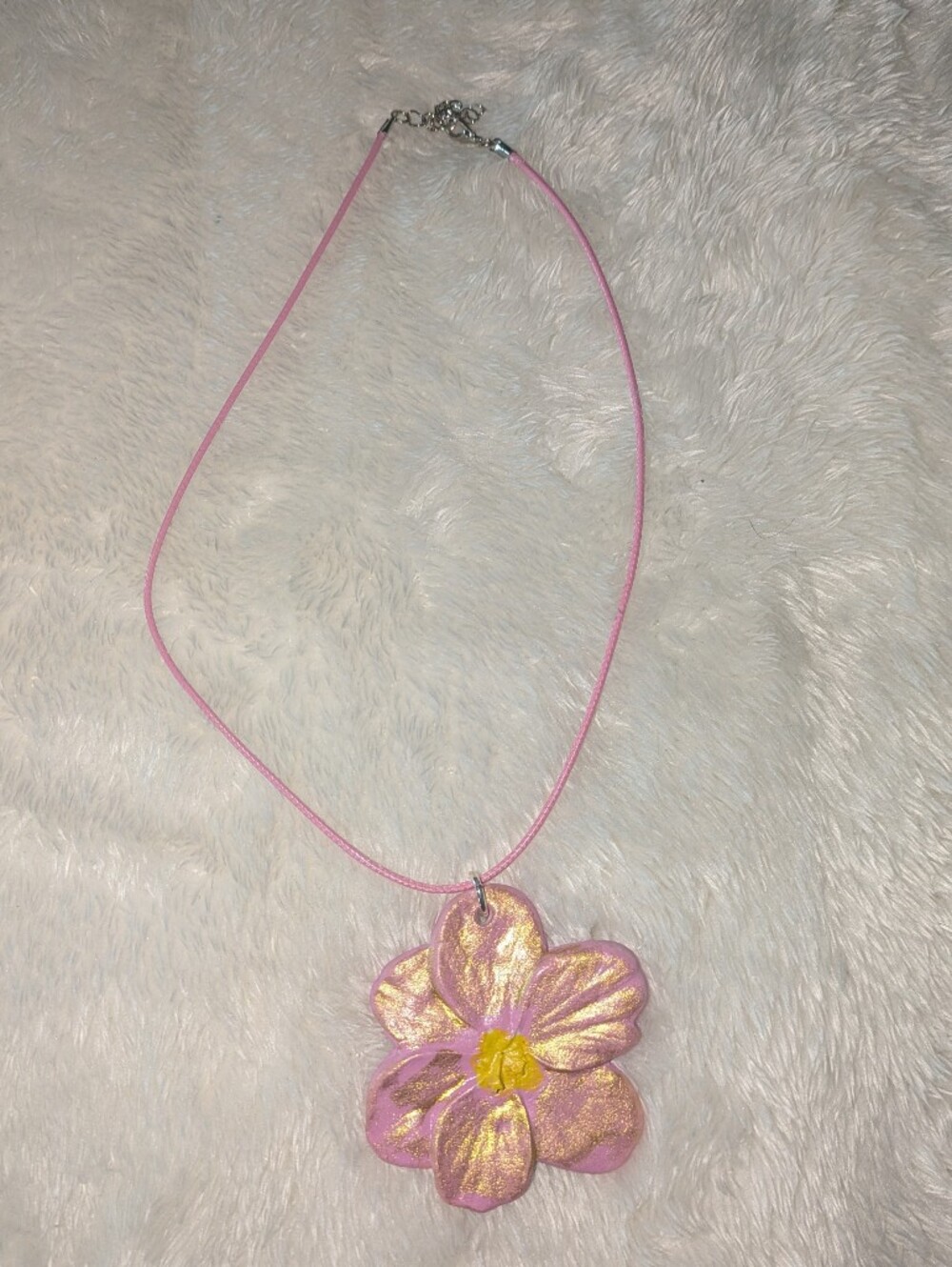 Handcrafted Pink Flower Pendant Necklace - Women Accessories